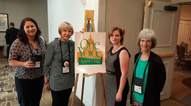 Patient and caregivers making their voices heard and lobbying on behalf of the crucial funding GIST and other rare cancers need. From left to right: Kristen and Jeannie Dennis, Erin MacBean, and Teena Petersohn.