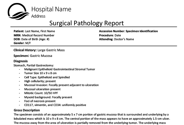 Pathology Report Sample