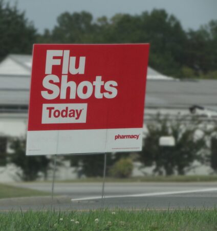 Flu shot today sign