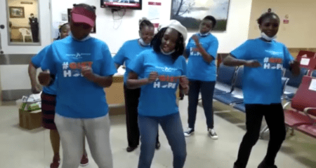 Florence Thwagi dancing with Henzo Kenya GISTers
