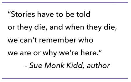 Sue Monk Kidd quote for Time to Tell the Stories post